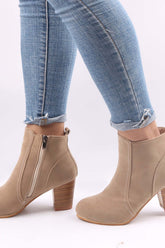New Fashion Spring Outfit Frosted Round Toe Chunky Heel Ankle Boots